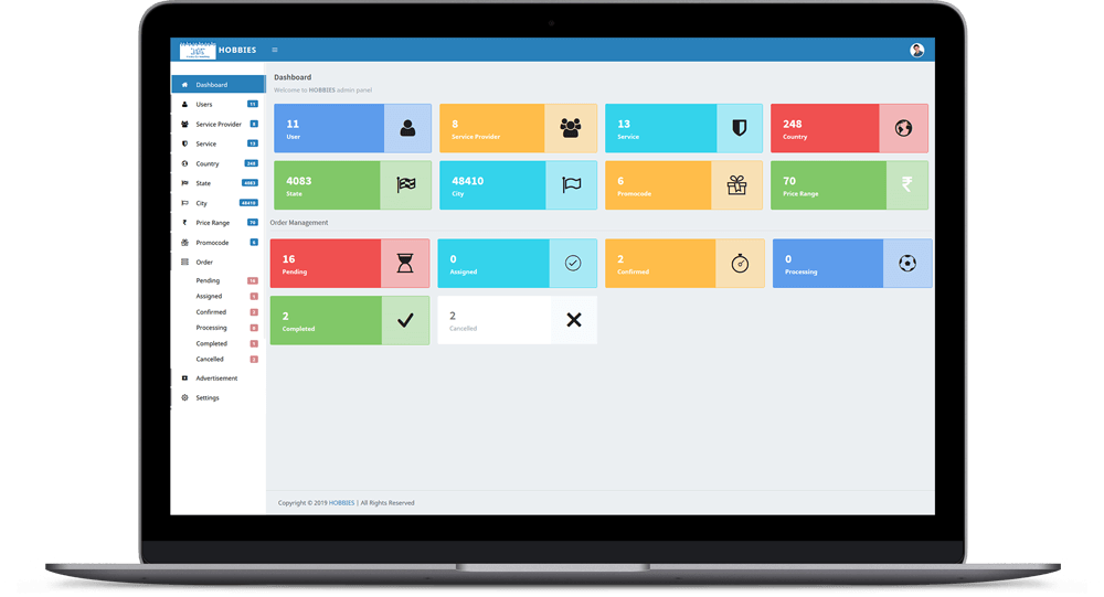 admin dashboard