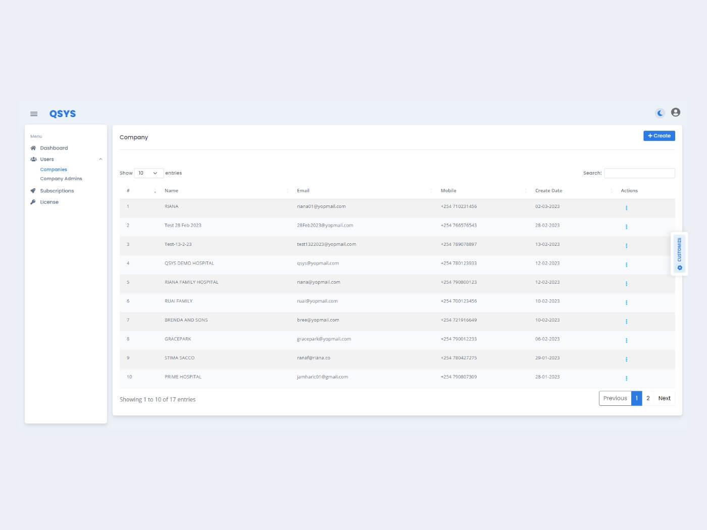 q-sys a queue management system cloud admin panel