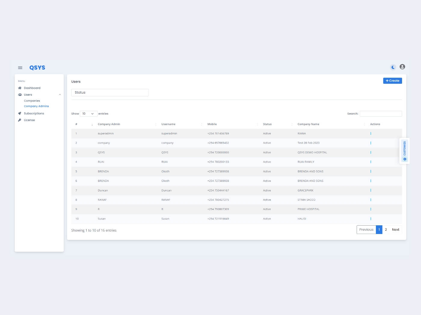 q-sys a queue management system cloud admin panel