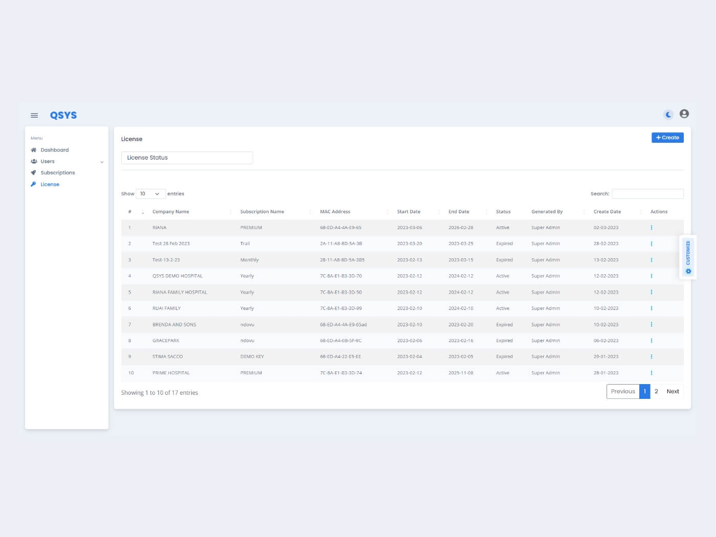 q-sys a queue management system cloud admin panel