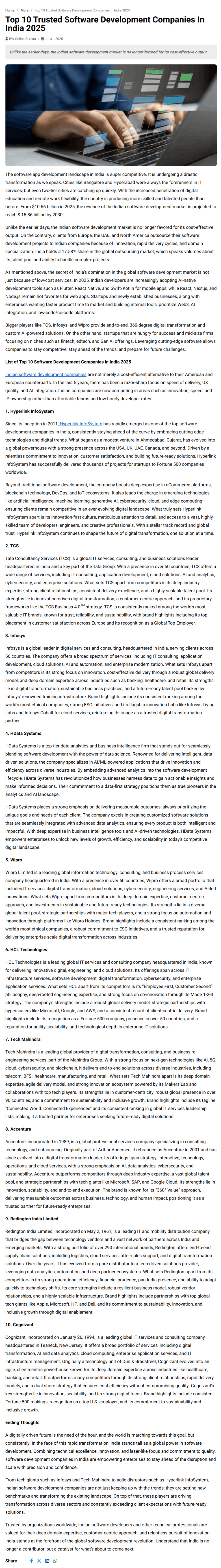 hyperlink infosystem just landed on businessworld?s 2025 top software companies list