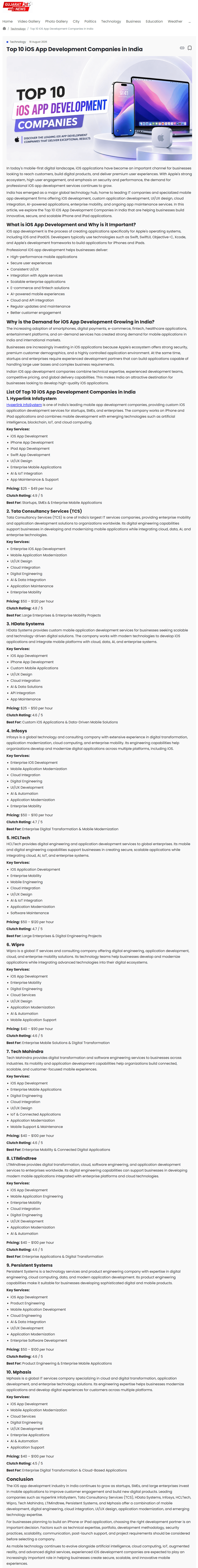 hyperlink infosystem top 10 ios app development companies in india
