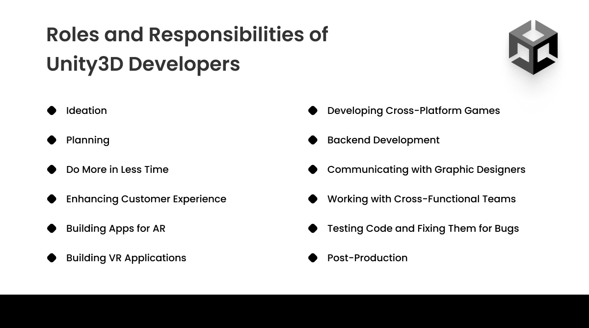 roles and responsibilities of unity3d developer