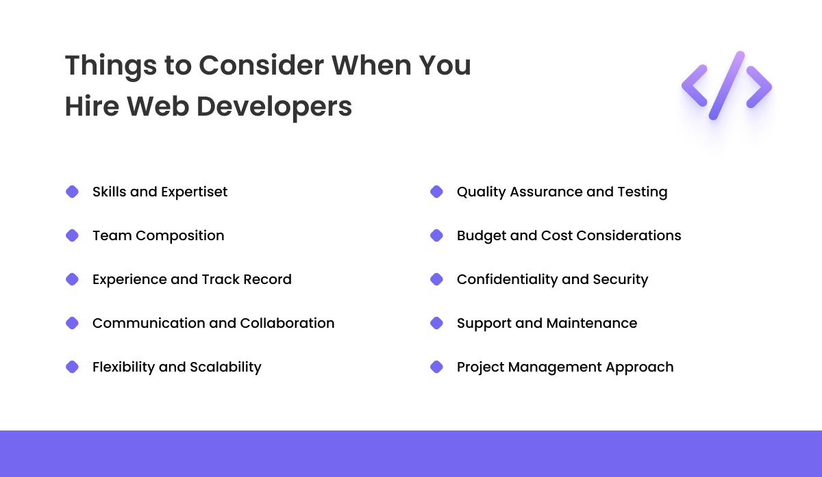 things to consider when you hire web developers