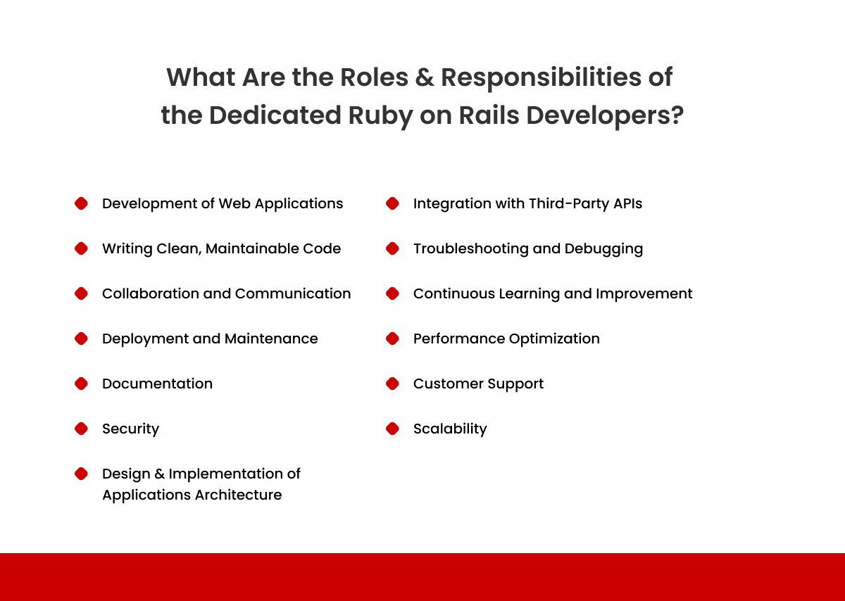 roles and responsibilities of the ruby on rails developers