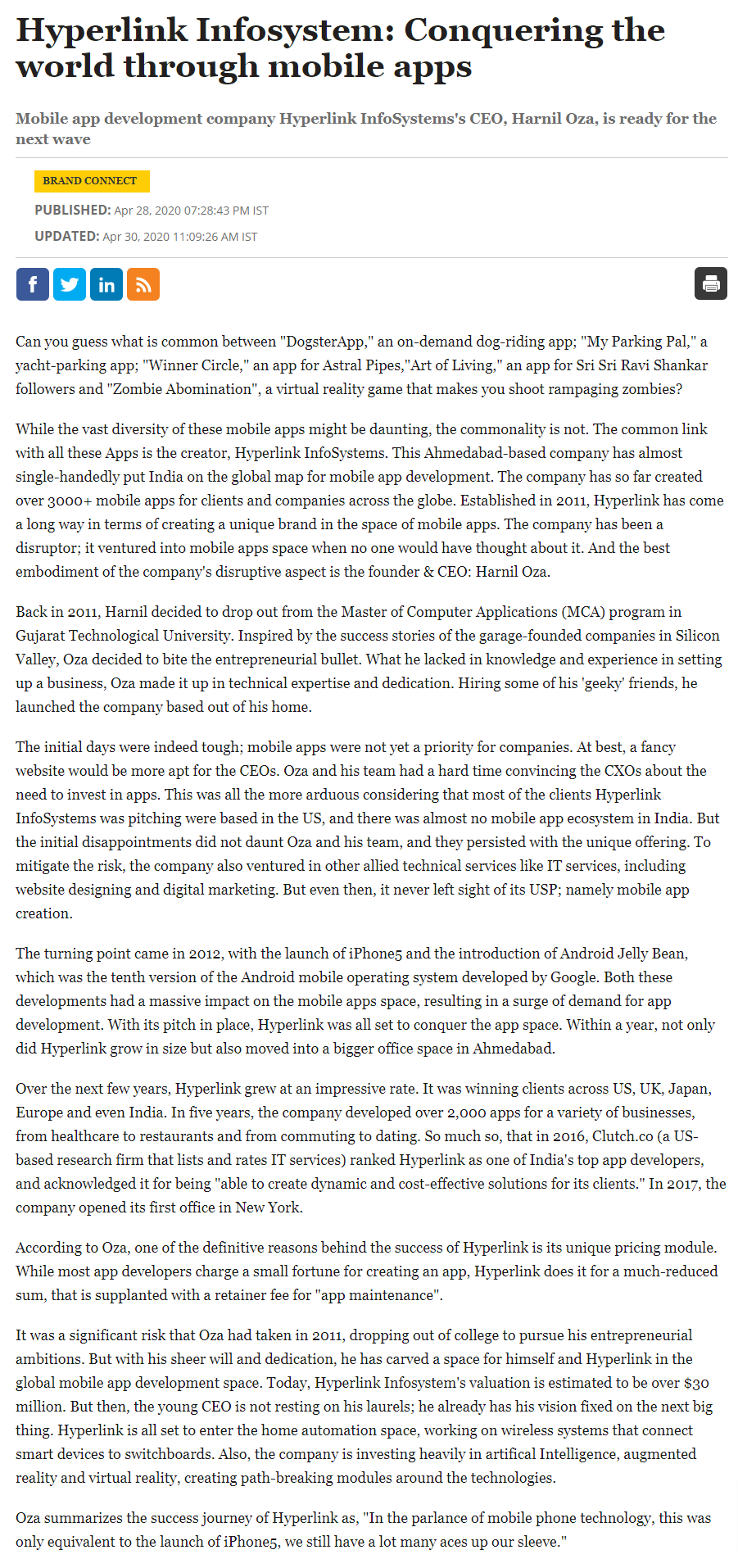 Hyperlink InfoSystem: Featured By Forbes India | Hyperlink InfoSystem